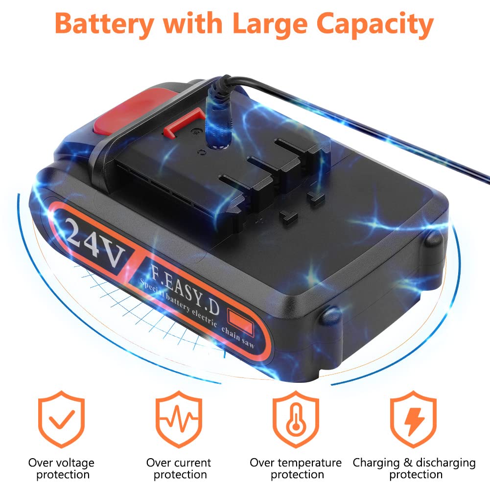 Flintronic Batterie de Tronçonneuse, 2 Pièces Batterie 24v 2000mAh pour mini Tronçonneuse, Rechargeable Batterie