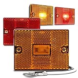 TRUE MODS 4pc 2x3 3x2 Inch Amber + Red LED Stud-Mount Side Marker Light [DOT FMVSS-108] [SAE AP2] [IP67 Waterproof] [Integrated Reflector] for Utility Boat Trailers Over 80' Camper RV Clearance Light