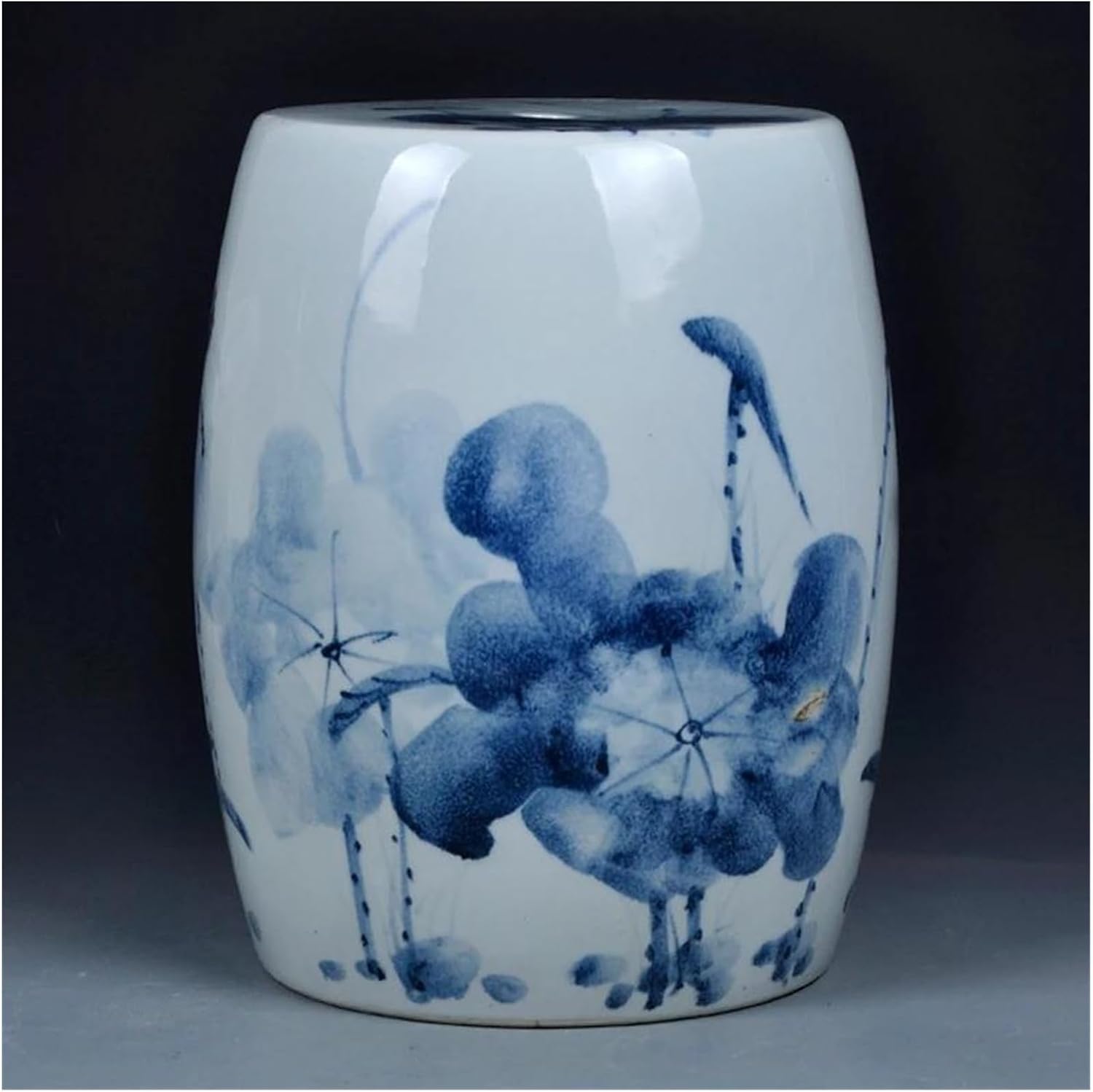 藍鍋島流水鷺図 大皿 飾り皿 浮彫 浪形皿 ショップ 共箱 45cm