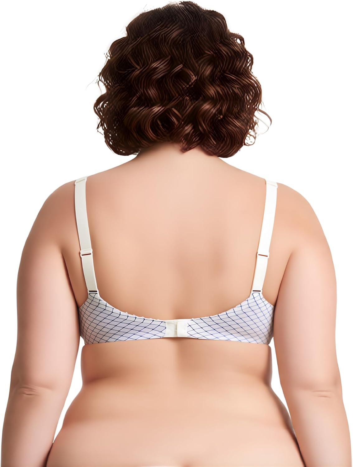 Curve Muse Women's Plus Size Unlined Underwire Lace Bra with Cushion Straps Size-2PK-Ivory Print,Ivory-34B - Image 4