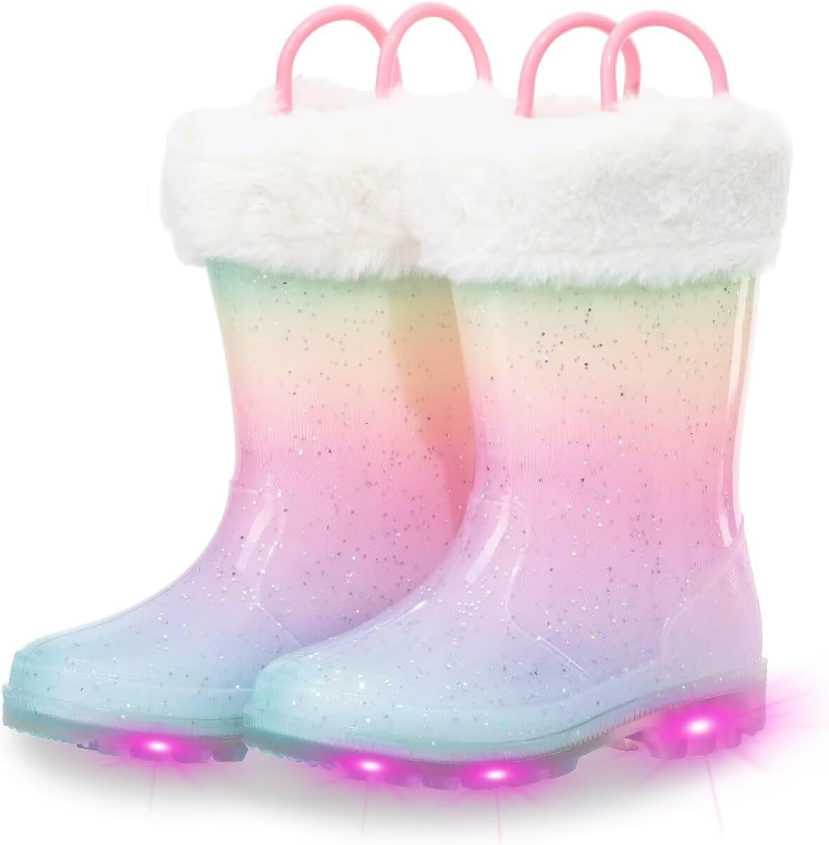 EUXTERPA Toddler Light Up Boots - Waterproof Fleece Lined