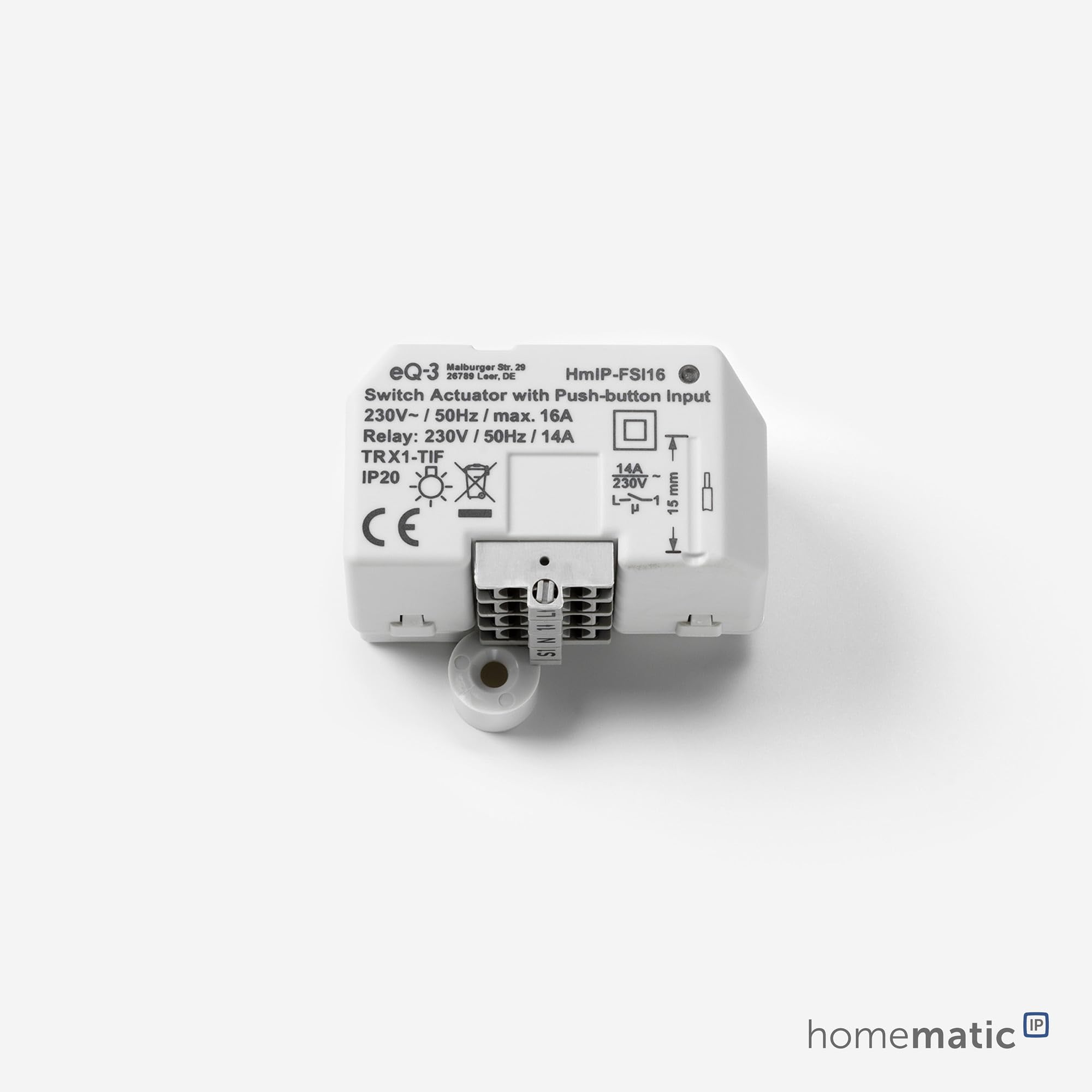 Homematic IP Smart Home Schaltaktor mit Tastereingang (16 A) – Unterputz, steuert Geräte und Leuchten per App, Alexa & Google Assistant, Energie sparen, 154346A0