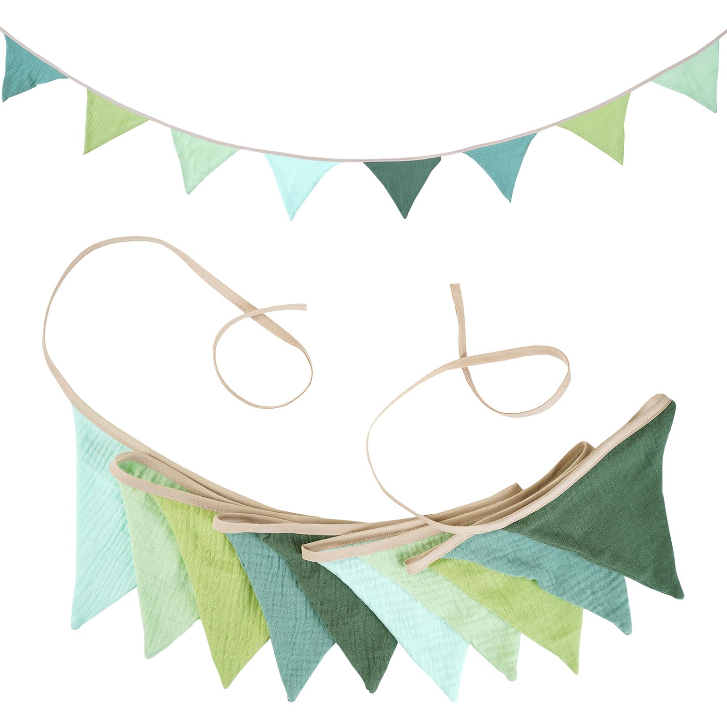 HIVTE Baby Bunting Garland - Nursery Decor, Double Sided Cotton Banner for Birthday, Wedding Shower, Garden Party, Boys Girls Bedroom Decoration (Green)