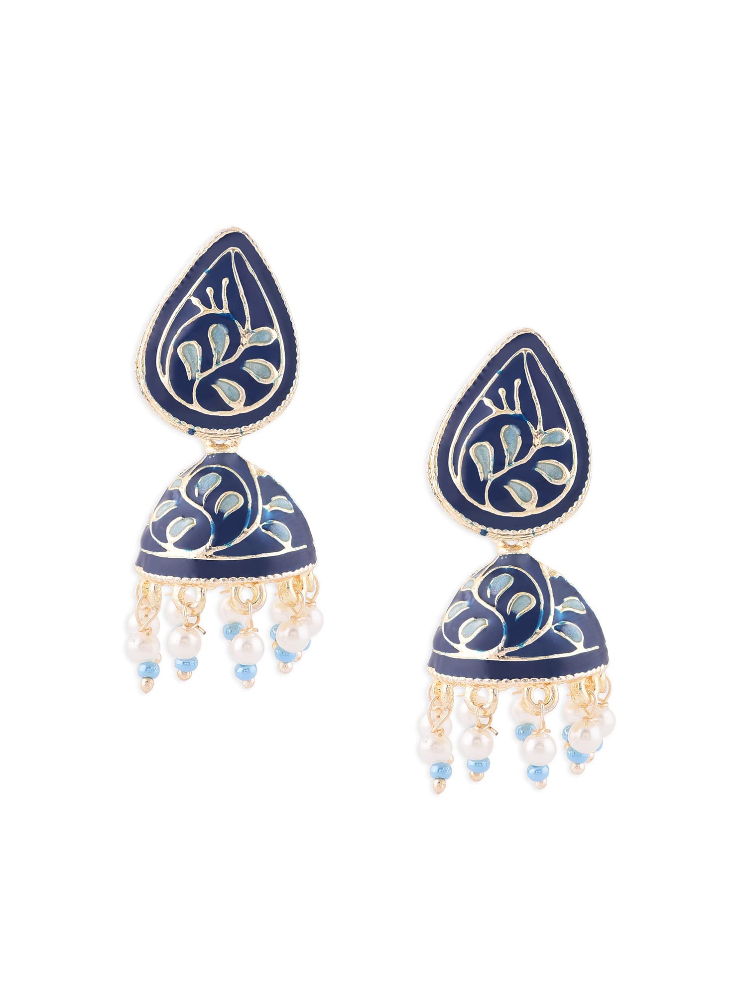 Zaveri Pearls Blue Meenakari Traditional Jhumki Earring For Women-ZPFK14375 (B0B6P2B69C) Amazon Price History, Amazon Price Tracker