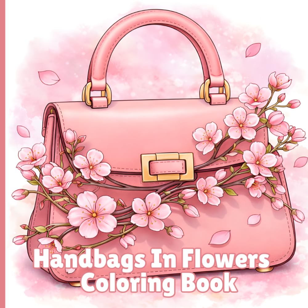 Handbags In Flowers: Cute Coloring Book with Beautiful Handbags with Floral Designs for Relaxation and Creative Fun for All Ages