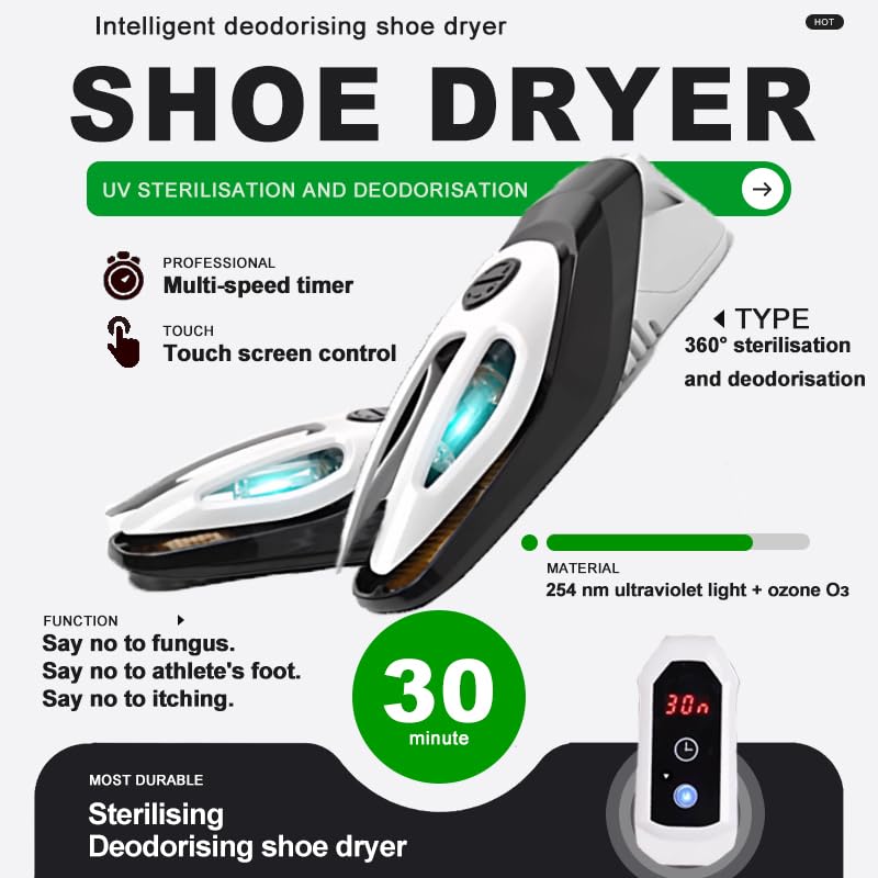 Secador de zapatos, desinfectante ultravioleta para zapatos, desodorante portátil inteligente para eliminar olores y gérmenes, solución multifuncional para el cuidado de los pies