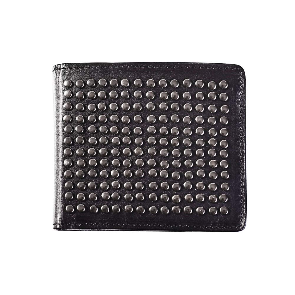 LATICCI Edgy Leather Wallet Bifold Black Leather 4.7in Width