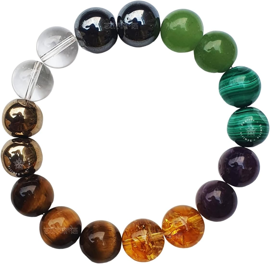 EDMIRIAUltimate Money Bracelet - Financial Success -Malachite Aventurine Citrine Tiger Eye Amethyst Pyrite Garnet - Abundance & Prosperity- Elastic Natural Stone Money Bracelet