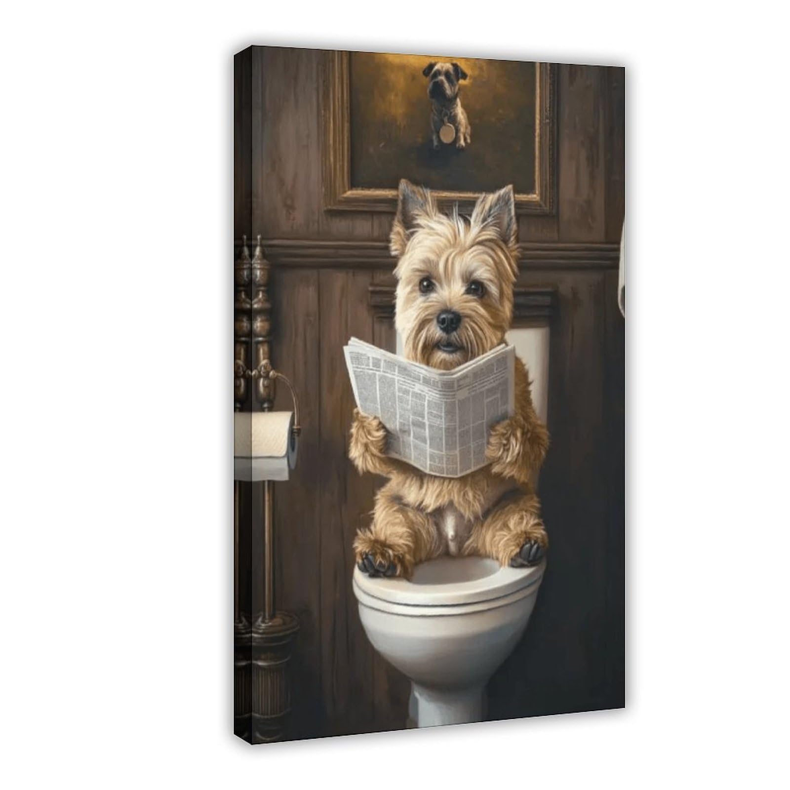 NFFBGFD Cairn Terrier On Toilet Canvas Poster Wall Art Print Picture Paintings 08x12inch(20x30cm)