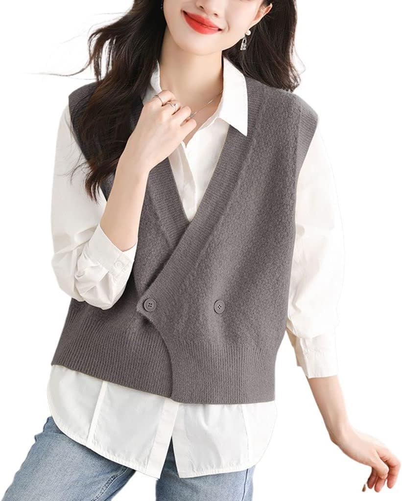 Autumn Women's Knitted Undershirt Undershirt Women Spring Wear Sweater Vest Cardigan