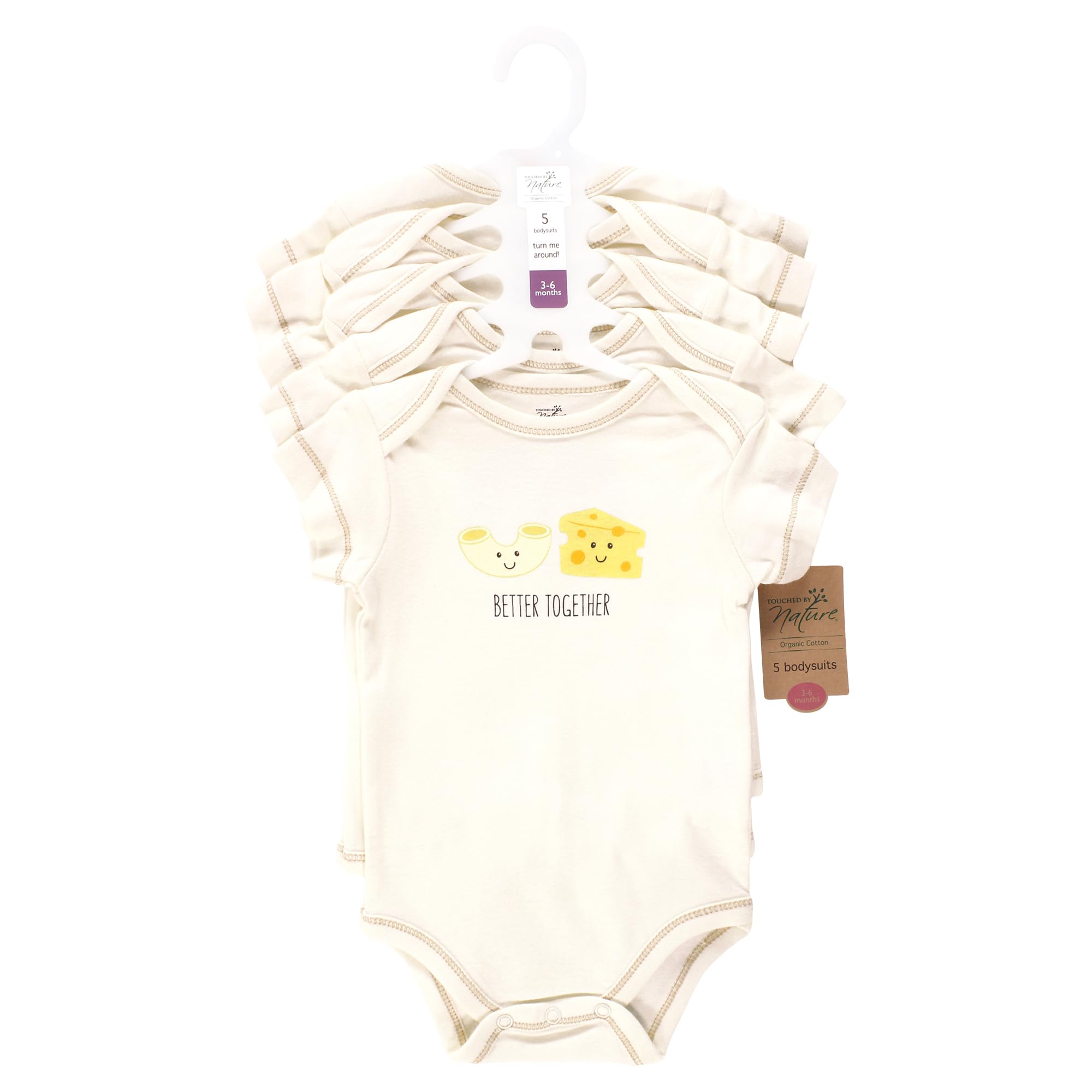 Touched by Nature Body de algodón orgánico para recién nacidos, mejor juntos, recién nacidos, recién nacidos, Better Together, 0 mes