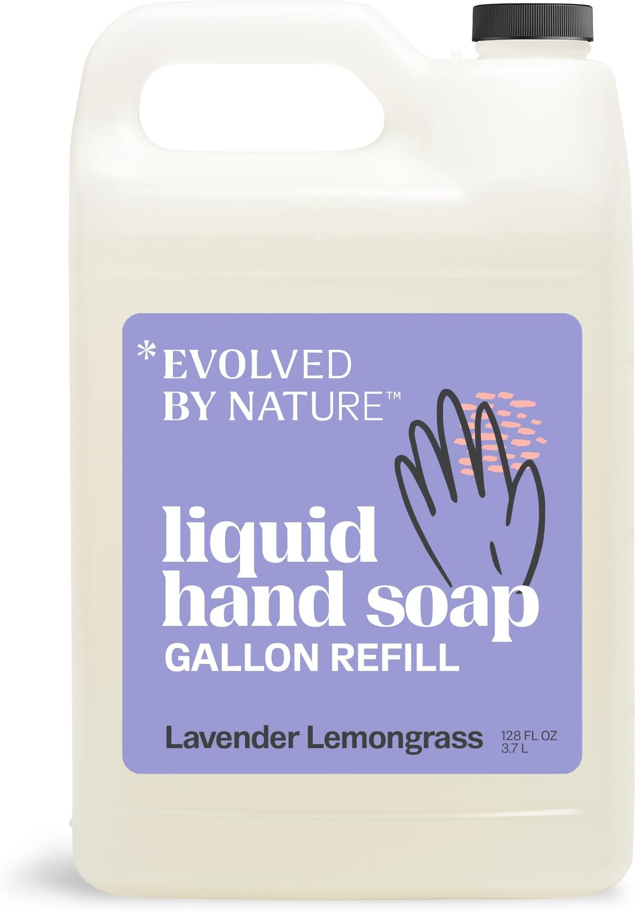 EVOLVED BY NATURE Liquid Hand Soap Refill, 128 Oz, Lavender Lemongrass, Biodegradable Formula