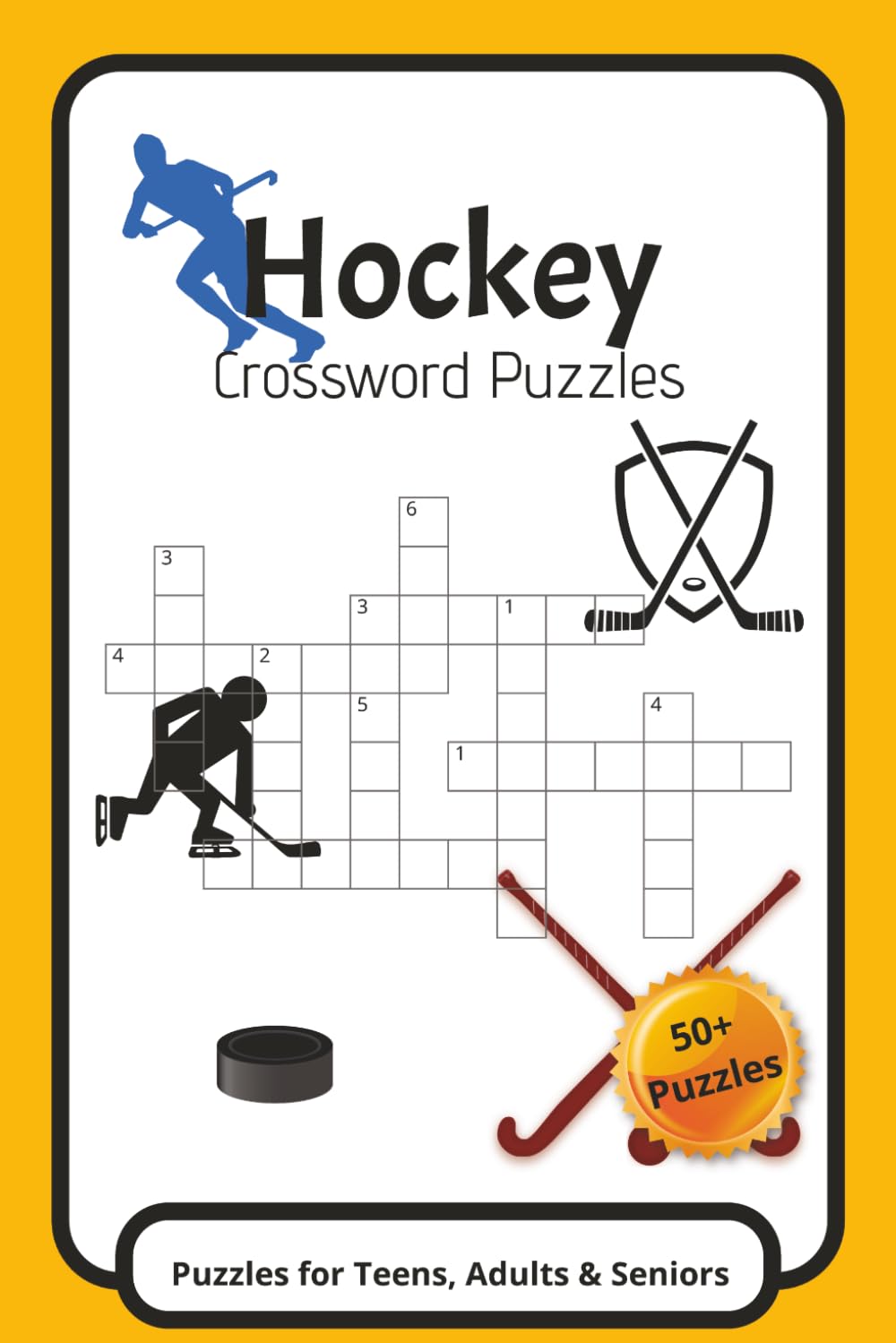 Hockey Crossword: Hockey Crossword Puzzles: Crossword Puzzles with Easy-to-Read Print about Hockey & Sports | 6x9 inches, 120 pages | 50+ Puzzles... Gift for Vacations, Holidays, and Relaxation