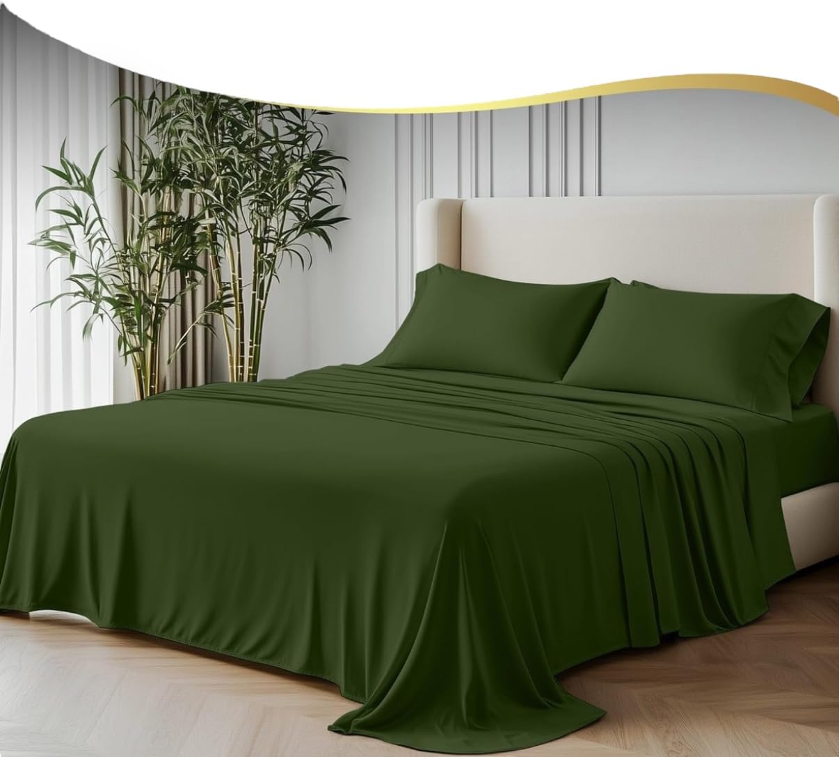 GF 100% Organic Bamboo Bedding Set 4 Pieces 300tc Luxurious sateen weave Duvet Cover, 2 x ...