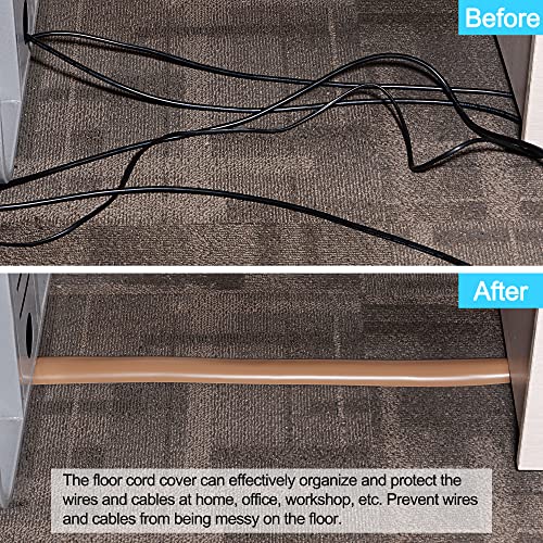 PATIKIL Protector de Cable Cubierta para Piso Canaleta 3.3ft Amarillo Gris Autoadhesiva para Gestión de Cables en Casa y Oficina 0.55" Ancho x 0.28" Alto miniatura 6