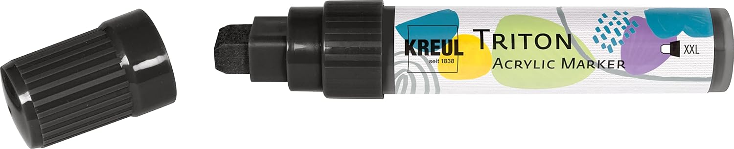 KREUL Solo Goya Triton 17909 Acrylic Paint Marker, Black, Artist's Pen with Water-based Acrylic Paint, Matte Drying, Dimensionally Stable Chisel Tip Approx. 15 mm for Large Surfaces