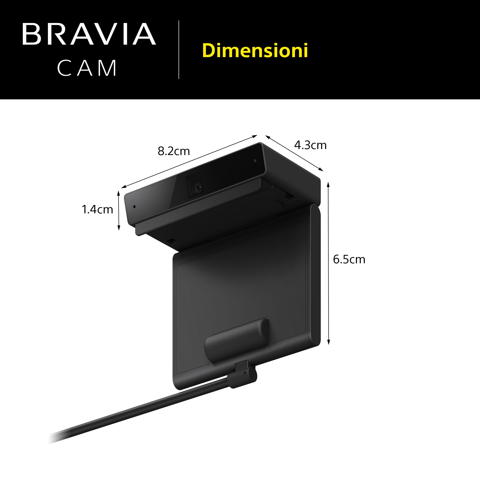 Sony BRAVIA CAM - Accessorio per TV BRAVIA, Webcam con Microfono, 1080p FHD, Video Call su Zoom e Google Meet, Controllo gestuale, risparmio energetico, avviso di prossimità, copertura privacy