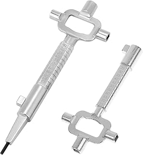 2 Stück Universal Architektenschlüssel, Zinklegierung, mit Messskala Baustellenschlüssel, für Einsteckschlösser, Schaltschrankschlüssel, Flaschenöffner (Silber) (Silber)