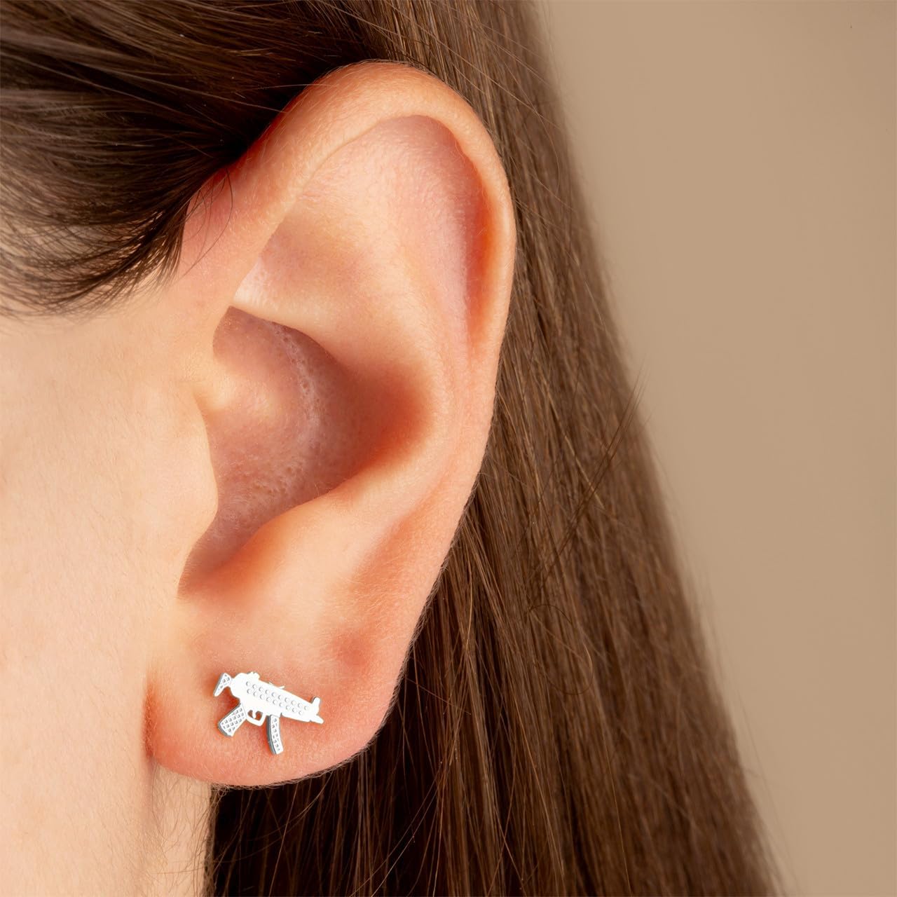 Women's .925 Sterling Silver Machine Gun Stud Earrings or Drop Huggie Hoop Earrings