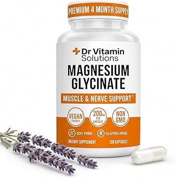 Magnesium Glycinate 200mg High Absorption Chelated Magnesium Supplement for Sleep, Stress, Muscle & Nerve Support, Calm & Relaxation - Vegan, Non-GMO, Gluten & Soy Free - 120 Capsules 4 Month Supply