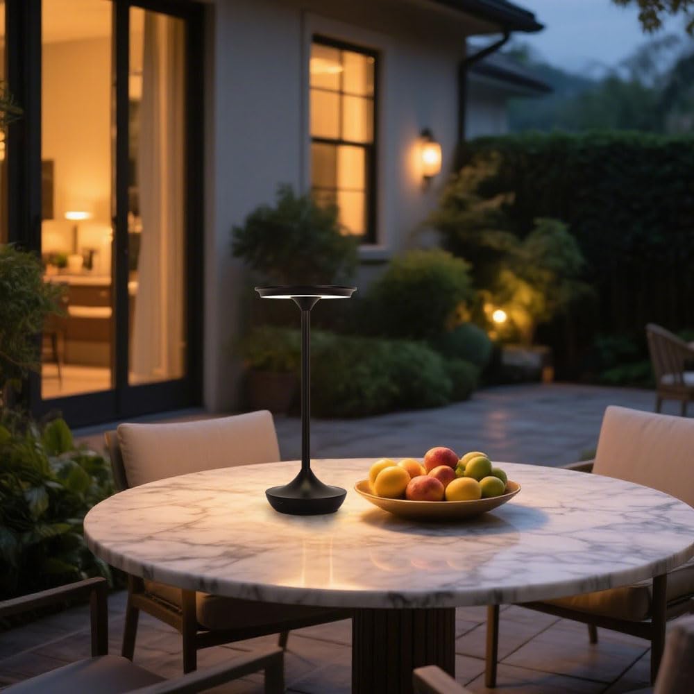 EJQ Kabellose Tischlampe, wiederaufladbar, 6000 mAh batteriebetriebene LED-Tischleuchten für den Außenbereich, tragbar, Touch, dimmbar, Tischlampe für Schlafzimmer, Terrasse, Kaffee, Restaurant