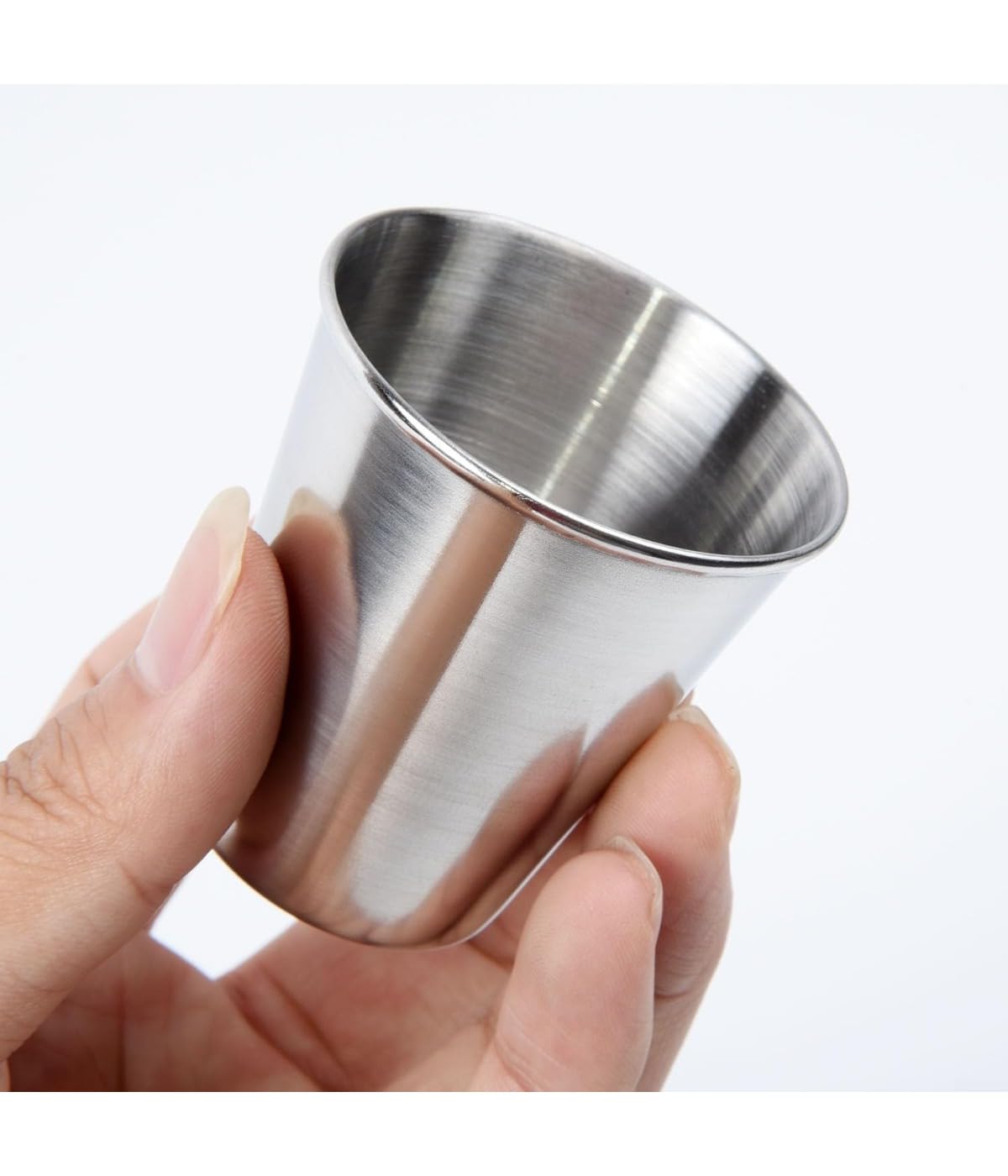 Edelstahlbecher, Stapelbar Becher, wiederverwendbarer Metall-Bierbecher, für Camping, Wandern, Outdoor, Indoor-Aktivitäten, Silber, 10 Stück (320Ml)