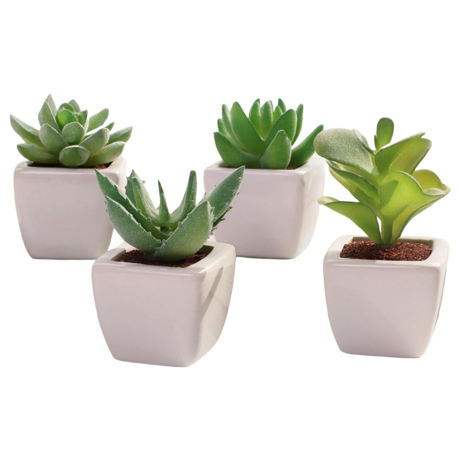 Plantes succulentes artificielles en pot de céramique pour déco maison et bureau lot de 4