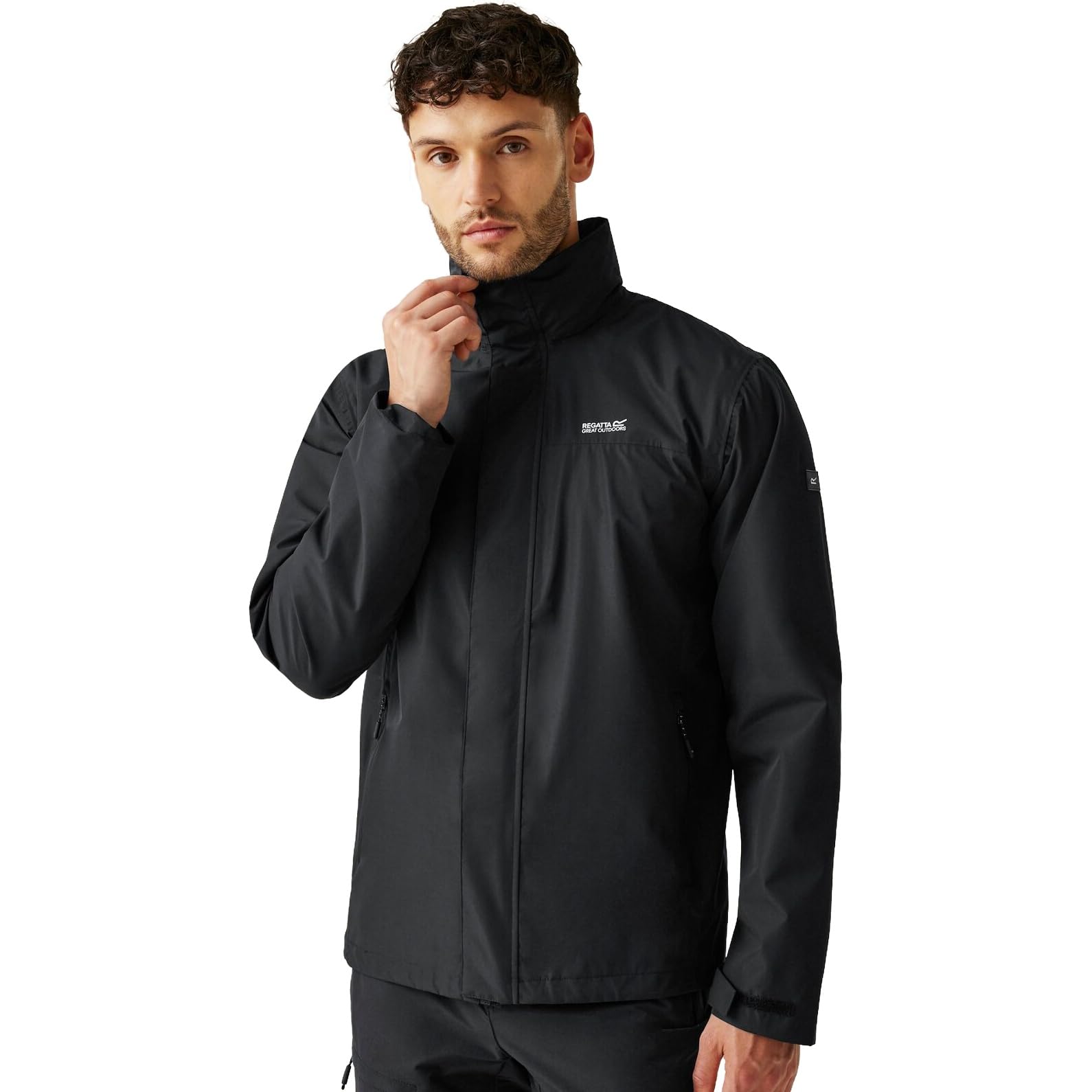Regatta Heren Birchdale' & Ademend Technische Hooded Wandelen Jassen Waterdicht Shell, Zwart/Magneet, S