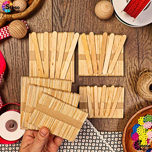 Popsicle Stick 300Pcs Premium Quality - Jumbo Sticks Popsicle Bulk - Craft Supplies - Mixed Sizes Assorted Multi Mini Large Wood Stick Strips Wax - Craft For Kids… #TOP2