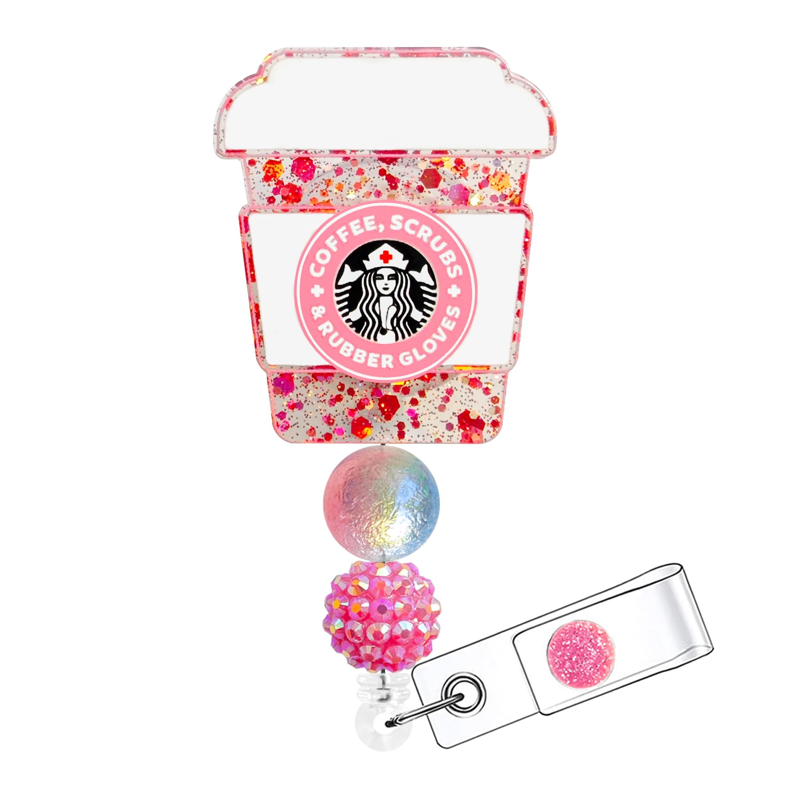 Horee Nurse Badge Reel, Cute Badge Holder Retractable with ID Clip for Nurse Accessories for Work, Funny RN Badge Holder Reels with Swivel Alligator