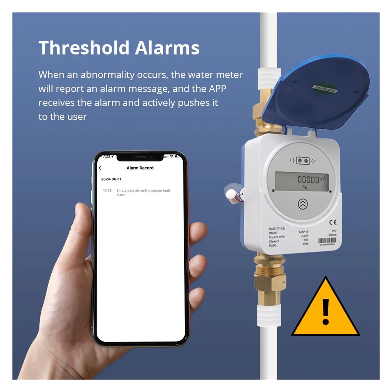 Intelligenter Ultraschall-Wasserzähler, IP68, LCD-Digitalanzeige, Messung der Wassermenge, Durchflussverbrauch für den Durchfluss von Flüssigkeiten(213E(DN15))
