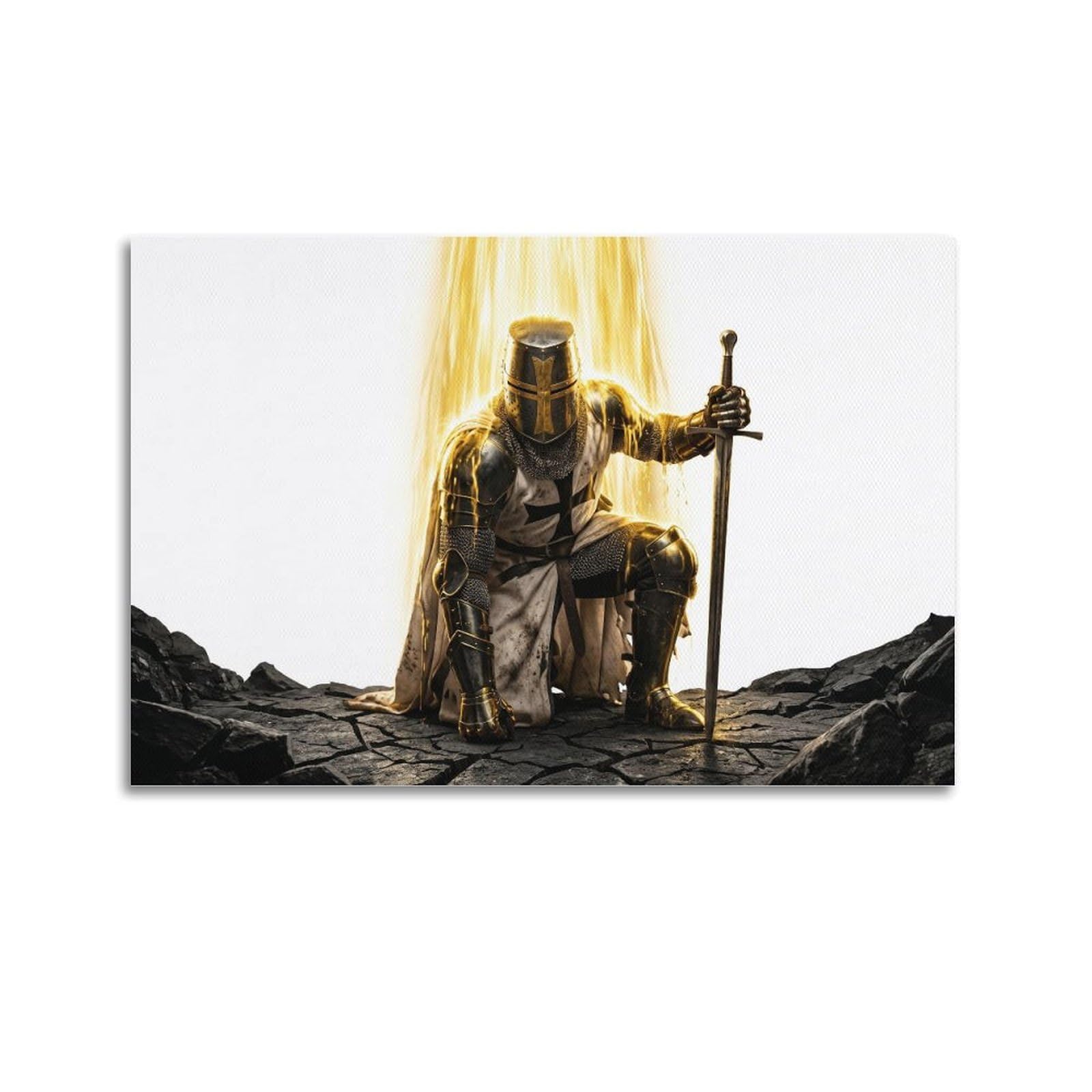 OKNGB Vintage Templar Knight Poster Awakening Sacred Sword Armor Decorative Painting Canvas Art Picture 24x36inch(60x90cm)