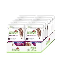 Natural Trainer Sterilised Cibo Umido per Gatti Adulti con Anatra, 12 Buste x 85 gr, 1020 gr