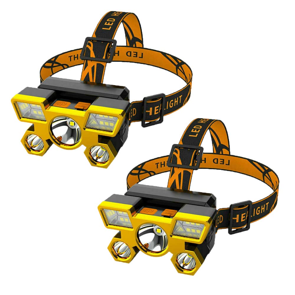 RUNAAJA 750000lm COB LED Headlamp Rechargeable Head Light Flashlight Torch Lamp Five Lamp Design Super far Light for Outdoor Running Hunting Hiking