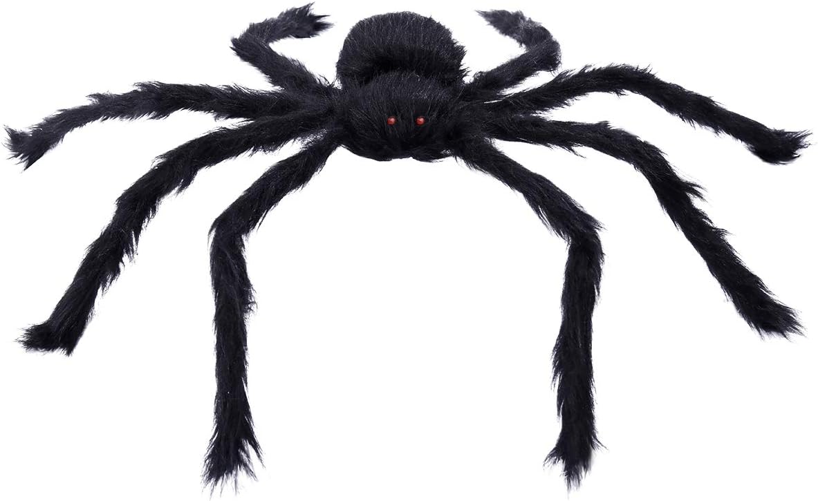 Tinksky 20" Black Large Spider Plush Toy Realistic Hairy Spider Halloween Party Scary Decoration Haunted House Prop Indoor Outdoor Yard Decor