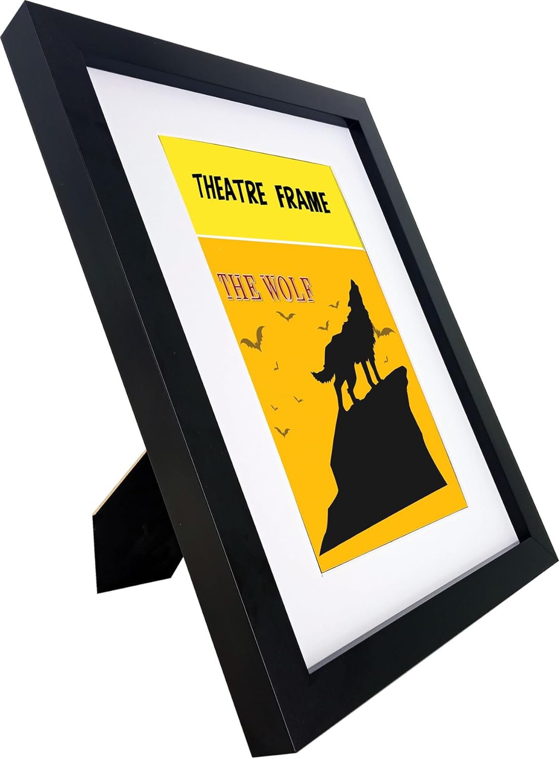 2 Packs,Theatre bill Frame with Real Glass,Black Theatre Frame with White Mat,Holds 5.5x8.5 inch Media with Installed Hanger and Easel