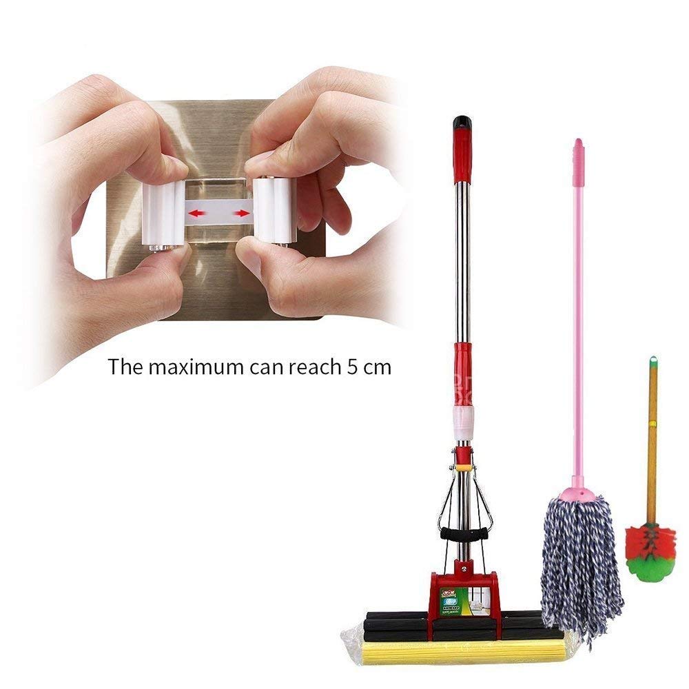 ZIVIK No Drilling Broom Mop Holder Pack of 4, Broom Gripper Holds Self Adhesive Wall Mounted Storage Rack, Bathroom Broom Hanger Clip Storage Racks Bathroom Stickers Mop Rack (4) 4