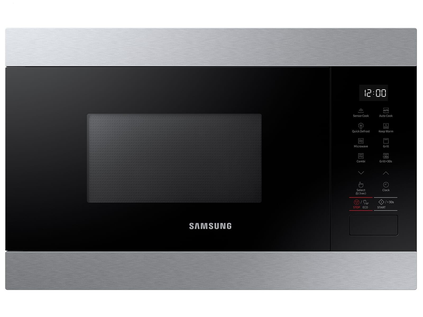 Samsung MG22M8274AT/E1 - Microondas empotrable con parrilla, 850 W, 22 L, horno microondas pequeño para nichos de 38 cm, función de mantenimiento del calor, sensor inteligente, interior de esmalte