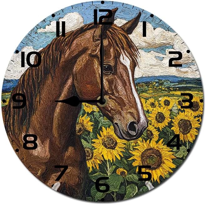 Miniatura 8 de Rooster Farmhouse - Reloj retro vintage de 10 pulgadas, reloj de pared de madera silencioso, funciona con pilas, diseño retro para cocina, sala