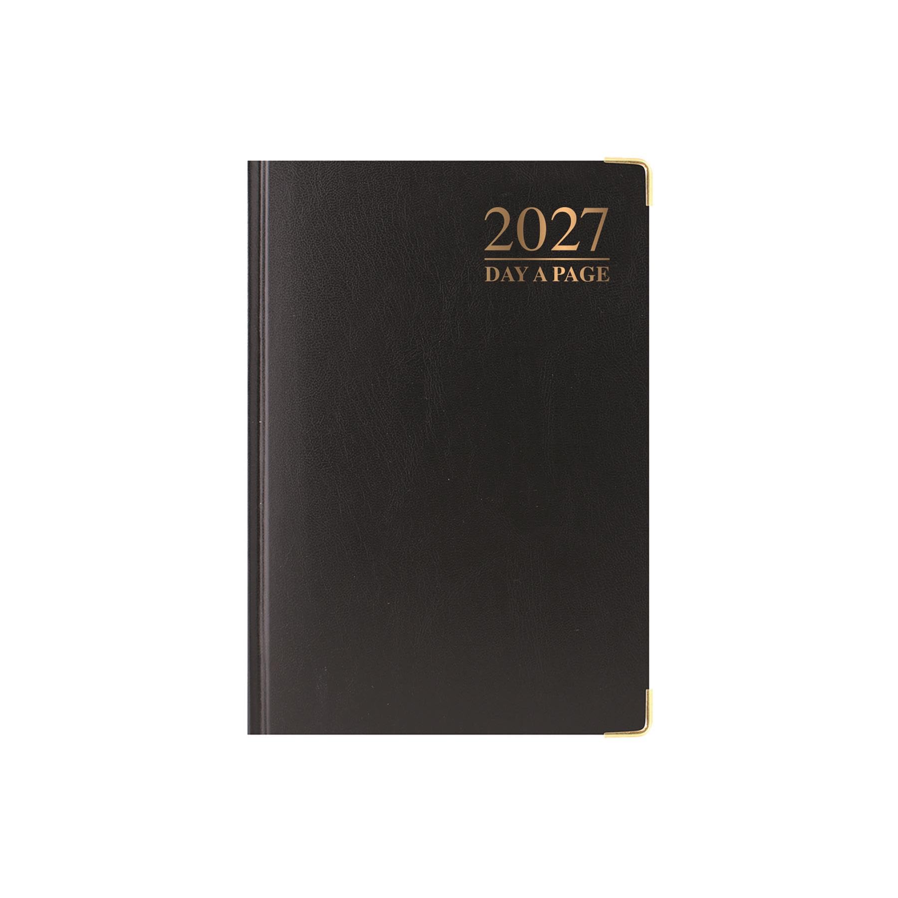 2027 Diary A5 Week Day Per Page - Black Padded Hardcover Daily Planner