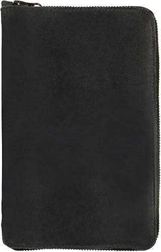 Hide & Drink, Zippered Journal Cover for Moleskine Notebook, L Size (5 x 8.25 in. Notebook NOT Included) Full Grain Leather, Handmade, Charcoal Black
