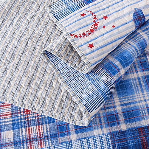 Honeilife Quilt Set King Size - 3 Piece Cotton Bedspreads Luxurious Coverlet Lightweight Bedcover Warm Bedding Set All Season Quilts-Moonglade, Blue #TOP6