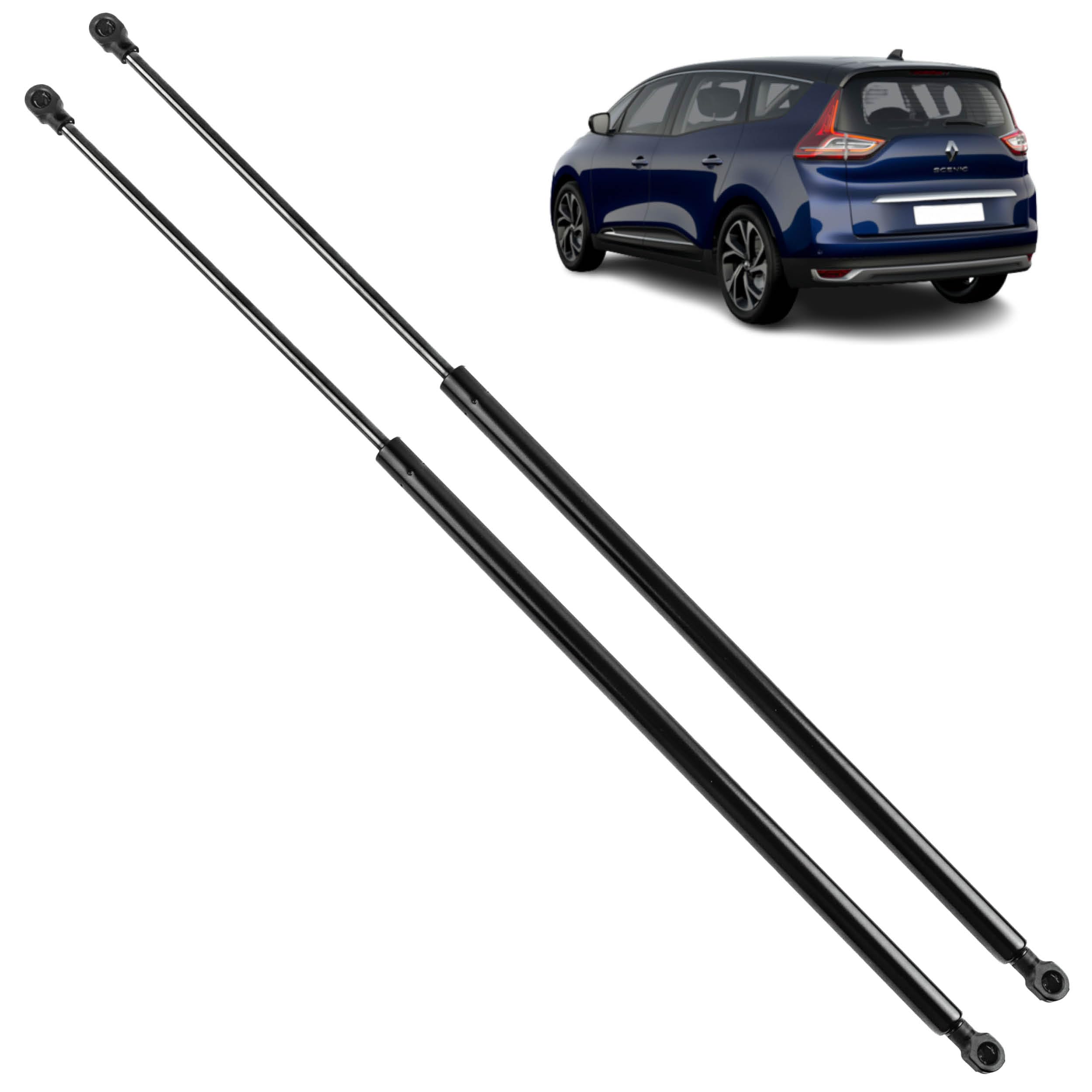 2 amortiguadores maletero compatibles para Grand Scenic 4 (2016-2023) muelle neumático maletero. 904502954R, 904506721R, 904509420R