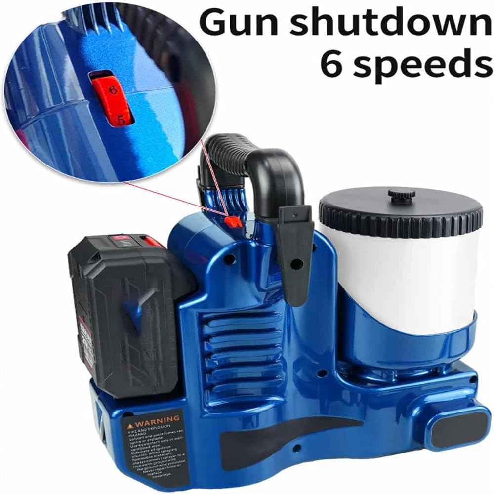 Spruzzatore di Vernice Macchine per Verniciatura Airless Spruzzo Airless Elettrica,1,2 L capacità, motore, pressione 15 MPa,6 regolazioni,2,8kg con cinturino,batteria ricaricabile Battery3