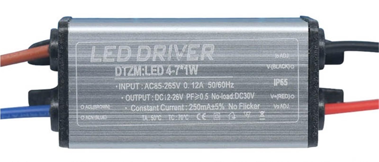 Driver LED IP65 impermeable CA 85V-265V transformador 250mA panel de luz 18W 25W 3