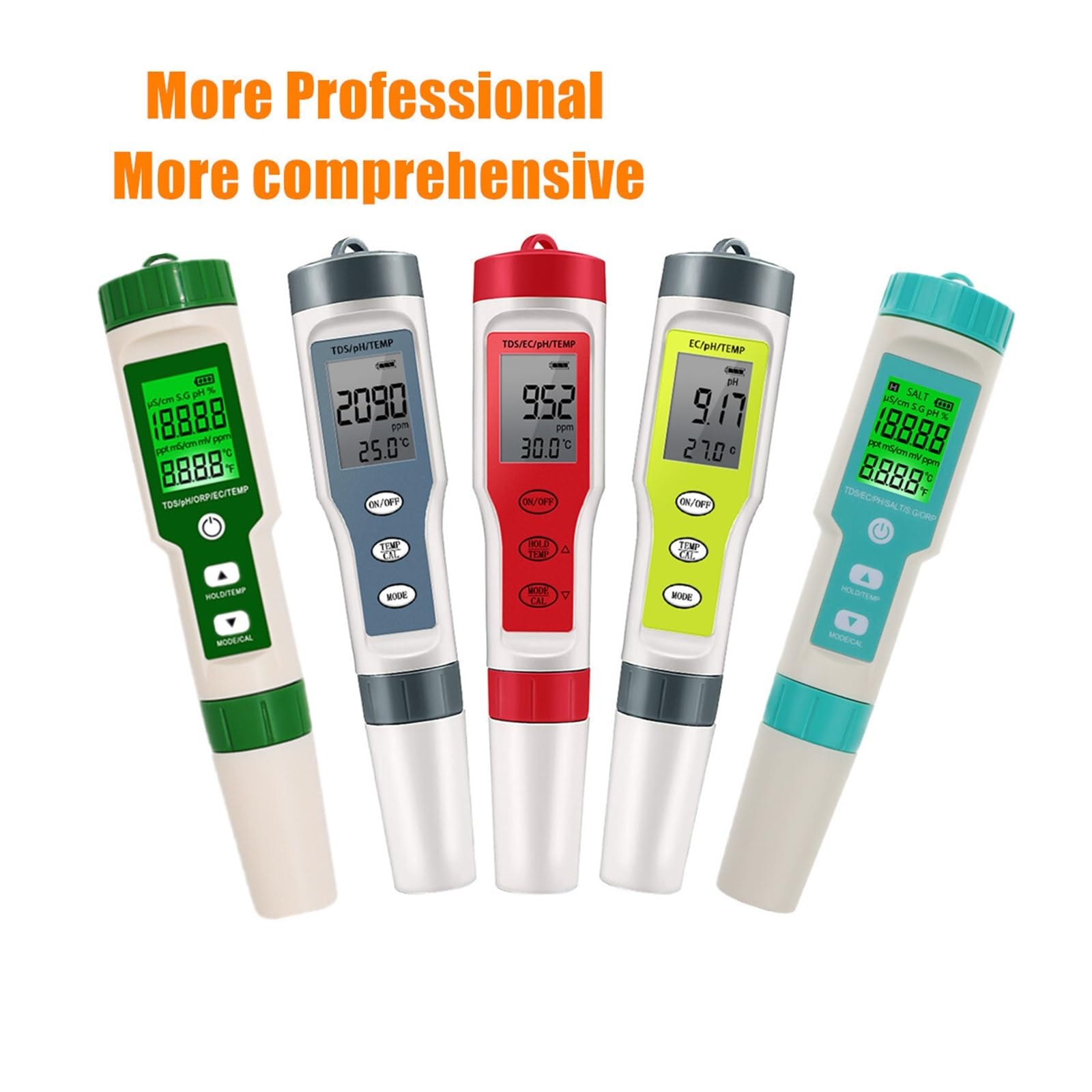 Ph-mètre 4/5/7 en 1 TDS EC ORP salinité S. G, compteur de température avec rétro-éclairage, moniteur numérique qualité l'eau, testeur for Aquarium, Testeur précis(5 in 1 ph meter)