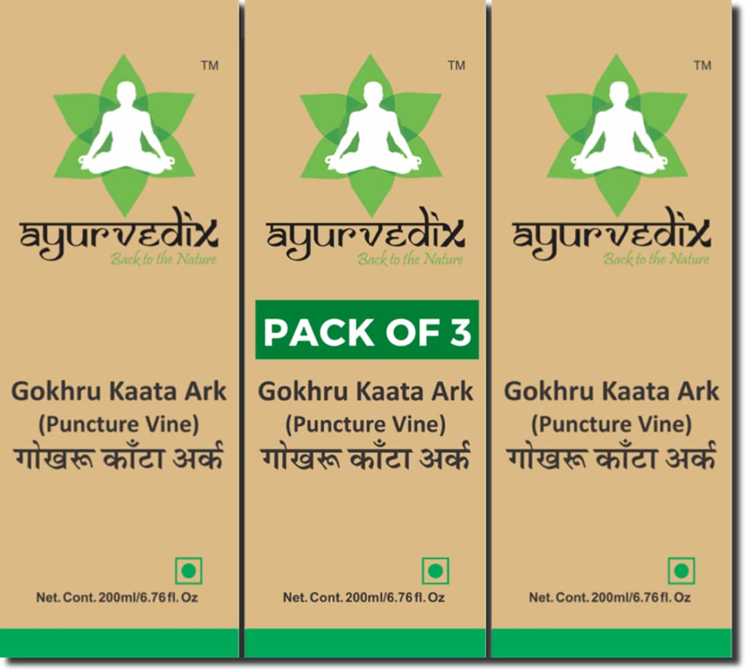 Gokhru Kaata Ark | Tribulus Terrestris Puncture Vine Gokshura Herb Distillate 200 ML Pack of 3