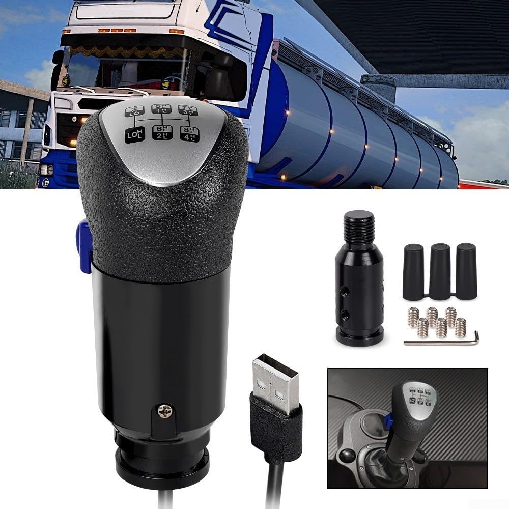 Pommeau de levier de vitesse USB pour jeux ATS ETS2 compatible avec Logitech G29/G27 pour G25/G920 pour Thrustmaster TH8A SQ Truck Simulator 12 mm 10 mm 8 mm