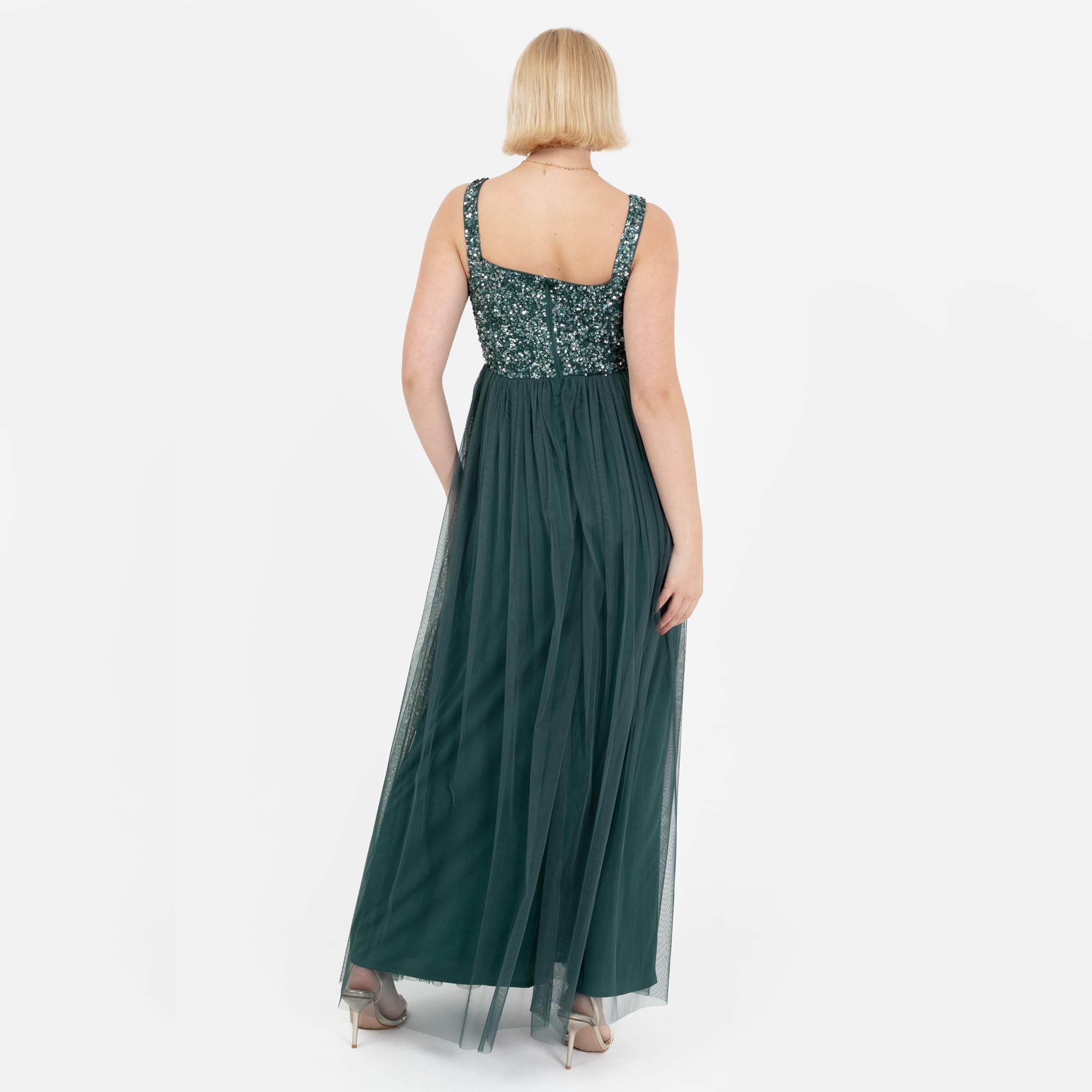 Damen Maya Deluxe Ladies Womens Maxi Dress Wide Straps Sleevless Square Neckline Embellished for Wedding Guest Prom Brautjungfernkleid – Bild 7