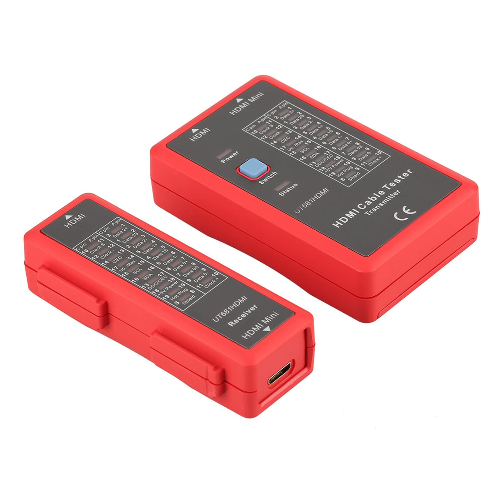 UT681 MiniHDMI Data Cable Tester 20LED Status Indicator, Professional Tester with Fast Scan Mode for and Mini Cables